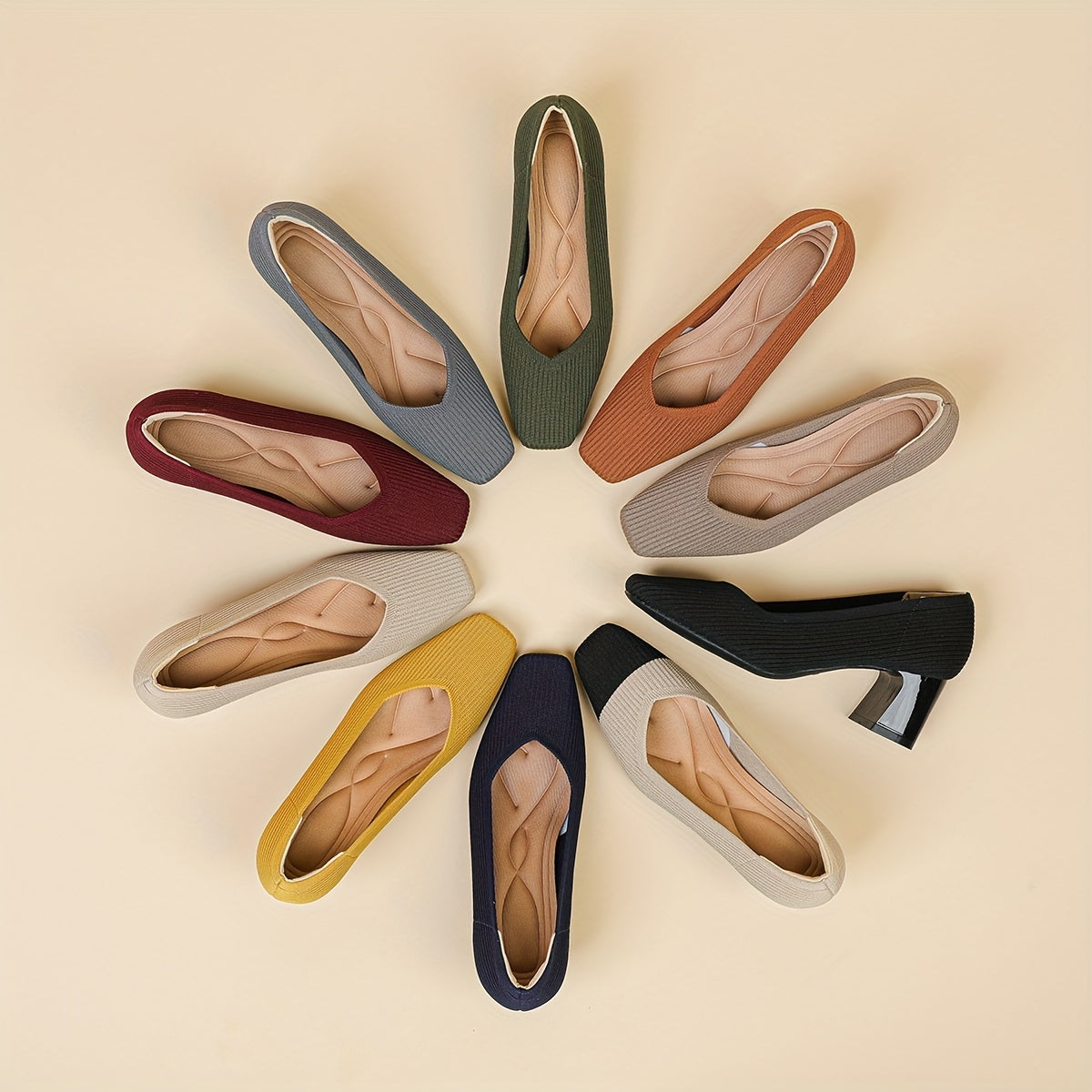 A woman in cushioned arch-support heels comfortably on her feet through a busy day.