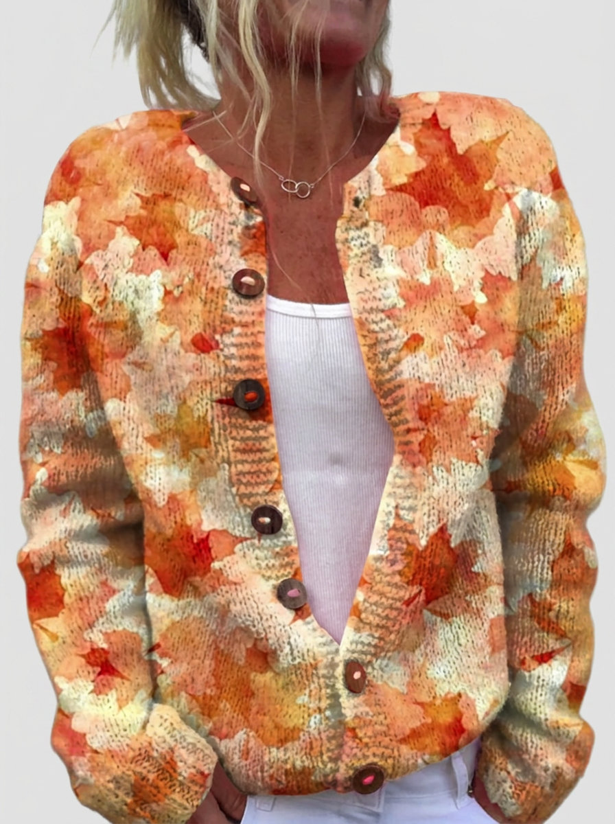 Nancy™ | Cardigan with Fall Leaves