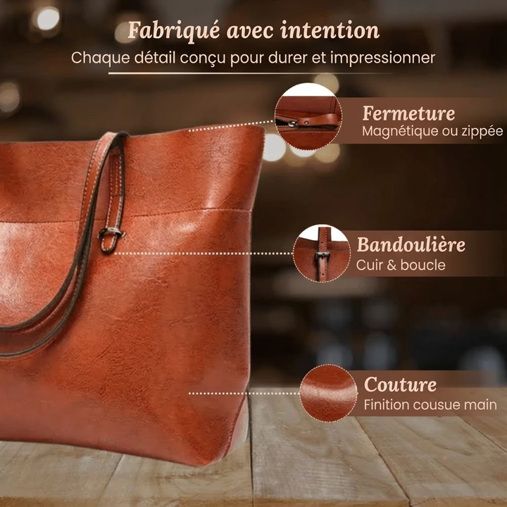 A woman carrying an elegant everyday handbag on her arm while out in town.
